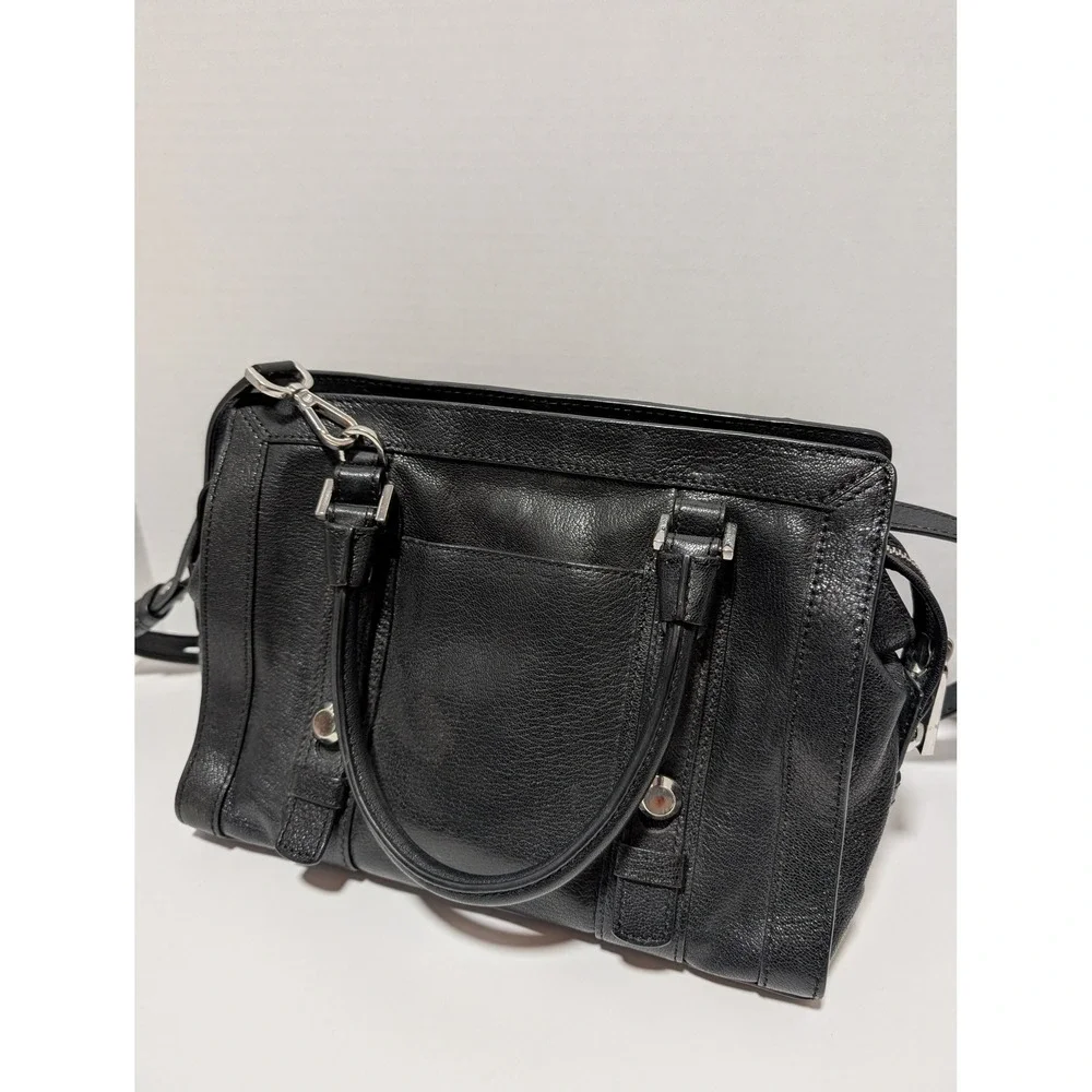 Michael Michael Kors Bedford Designer Black Leather Satchel‎ Crossbody Handbag